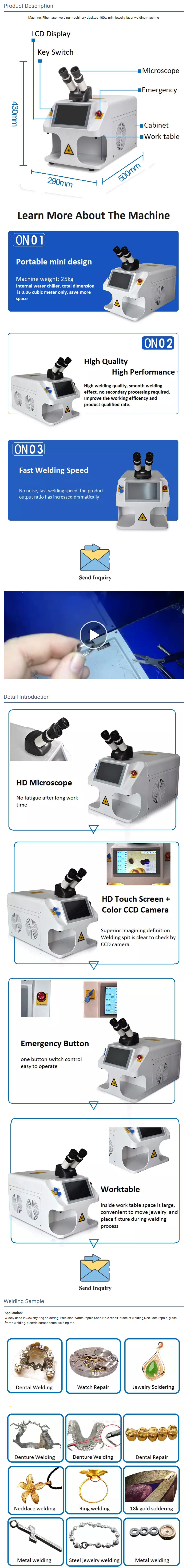 Video Technical Support 60w 100w Jewelry Welding Machine for Gold Silver Copper Ss Yag 100w Sopt Welding Machine Mini