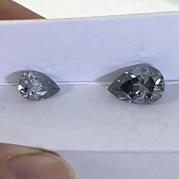 Buy cheap Wholesale 0.5ct 1ct 2ct Grey Mossinate diamond Gem Gray Color Oval Pear Cut Loose natural moissanite wedding rings from wholesalers