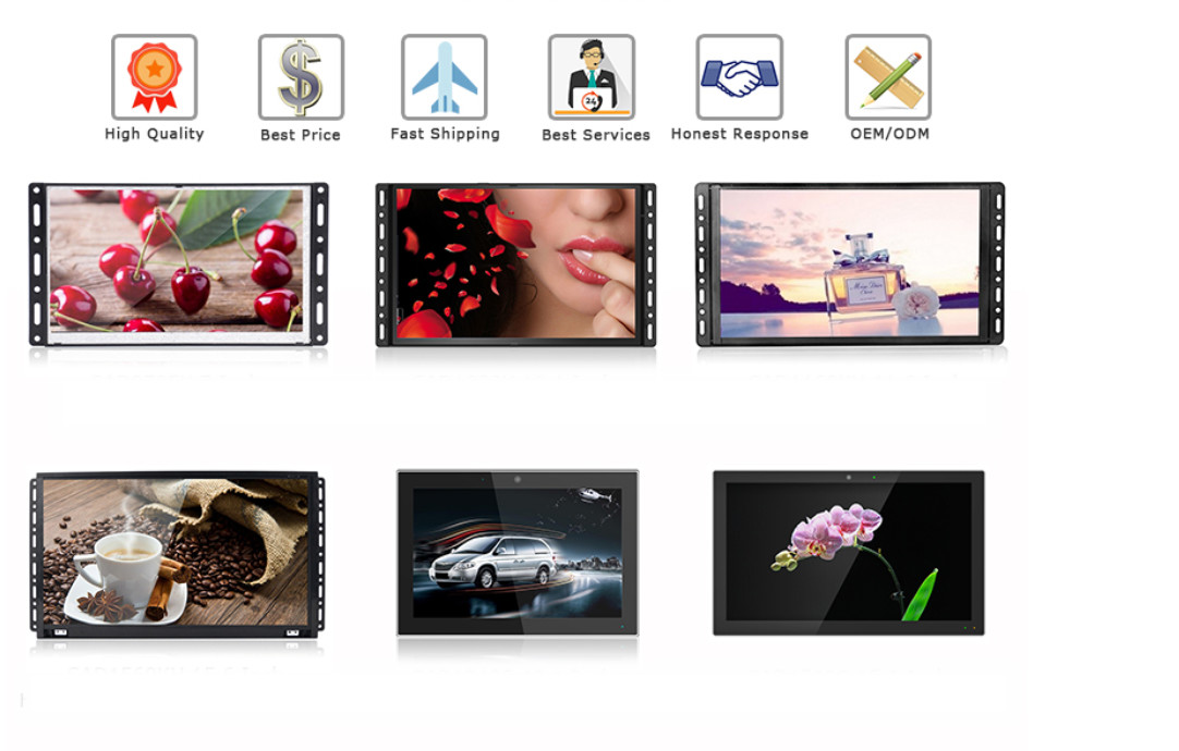 RK3399 Cpu IPS Open Frame LCD Display For Supermarket Advertising