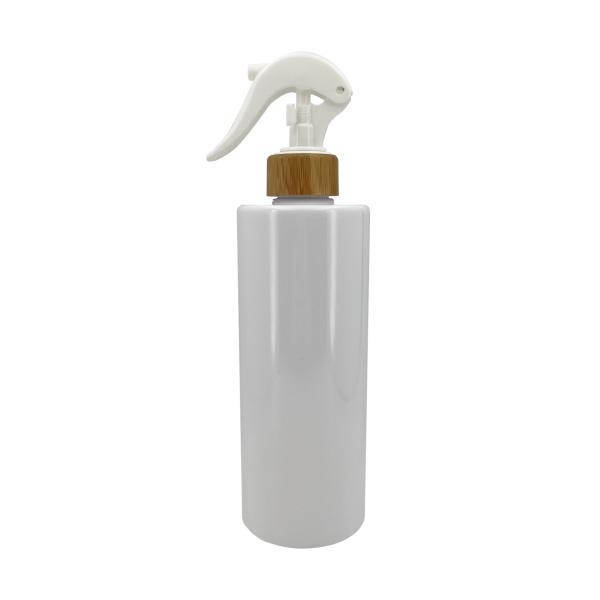 Buy cheap White PET Plastic Spray Bottle With Switch 250ml Spray Bottle With A Natural Bamboo Cap from wholesalers