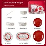 Under Glazed Ceramic Dinnerware Sets Christmas Gift Porcelain Plates For 6