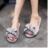 Buy cheap PVC Outsole Womens Fur Slippers With Silk Bow from wholesalers