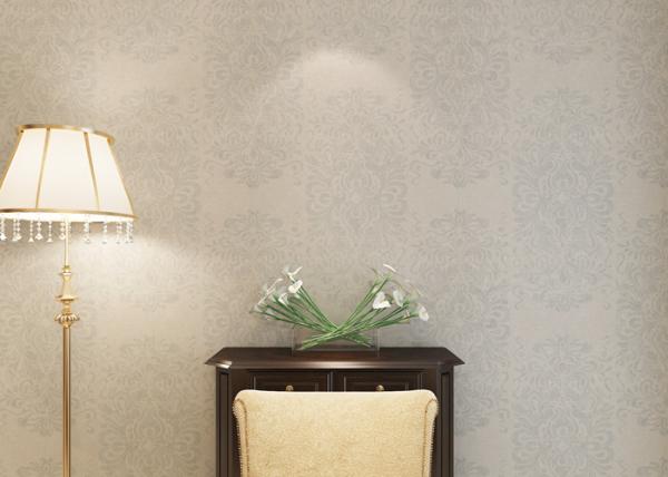 Quality Creamy White Floral Pattern Removable Wall Coverings , Bedroom Decoration Wallpaper for sale
