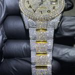 Round Cut Moissanite Watch Rolex Fine Jewelry Hip Hop Diamond Watch For Men