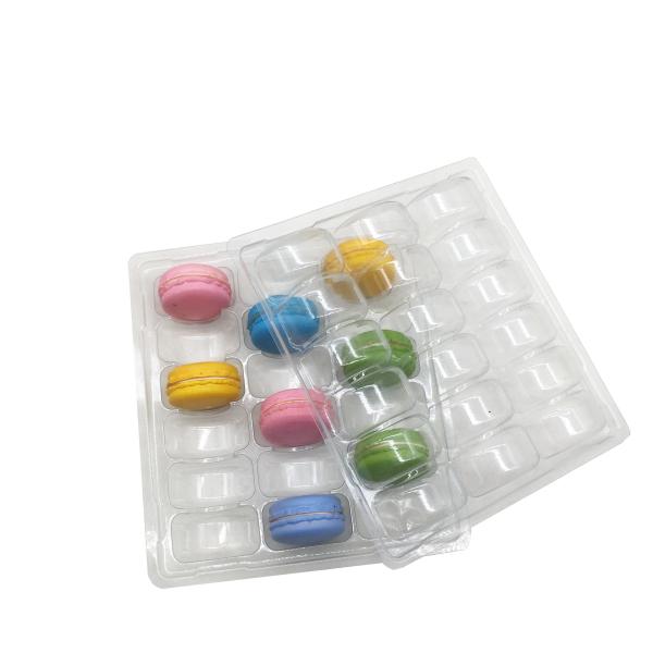 Clear PVC/PET 18 pack macaron tray blister tray and lid which can snap together