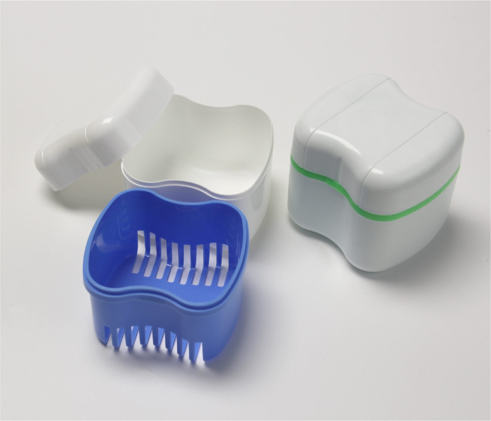 Clean Care Denture Cleaner Brush And Retainer Holder Box Denture Bath Case Cup