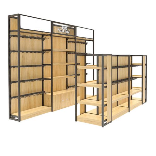 Buy cheap Wooden Steel Supermarket Display Racks L250×W66×H150cm Dimension from wholesalers