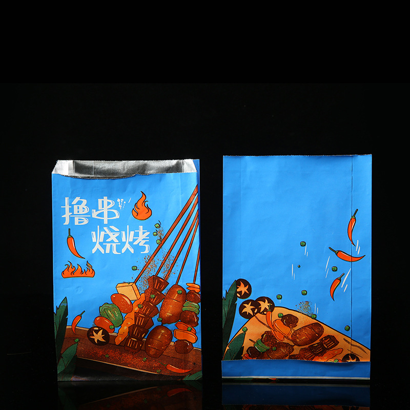 Eco-friendly Bio-degradable Insulated Kraft Paper Bag for BBQ Custom Color Accepted