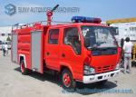 Water Tank / Dry Powder Fire Fight Truck With Double Row / Air Braking