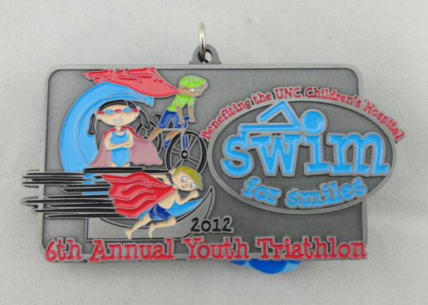 Buy cheap 6th Annual Youth Triathlon Ribbon Medals , Die Casting Soft Enamel Heat Transfer Printing Ribbon from wholesalers