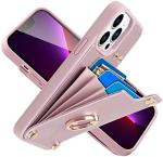 Cardholders with iPhone 13 Pro Max, 360° rotating ring holder, leather holder