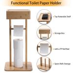 Freestanding Bathroom Storage Rack Bamboo Toilet Roll Holder For Paper