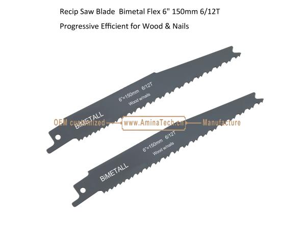 Recip Saw Blade Bimetal Flex 6" 150mm 6/12T Progressive Efficient for Wood &