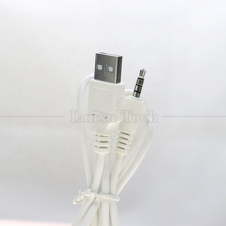 Customized Data Charging USB A Male to Aux 4 Poles 3.5mm Audio Jack Adapter Cable for Speaker Headphone