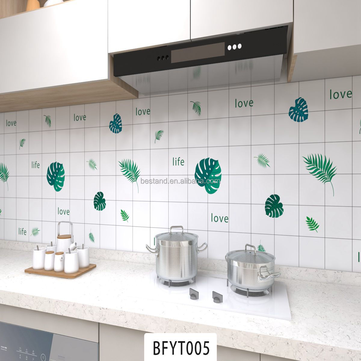 Modern Design Self-Adhesive Aluminum Foil Wallpaper for Kitchen Waterproof and Smoke Proof Wall Beautification