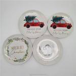 Personalized Christmas Ceramic Plate Set Luxury Round Edge Shape