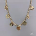Ancient Greek 18k Gold Plated Stainless Steel Necklace With Tassel Large Pendant