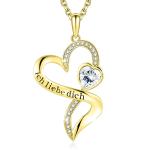 18in 0.29oz Double Heart Shaped Necklace Gold Endless Love With White Austrian