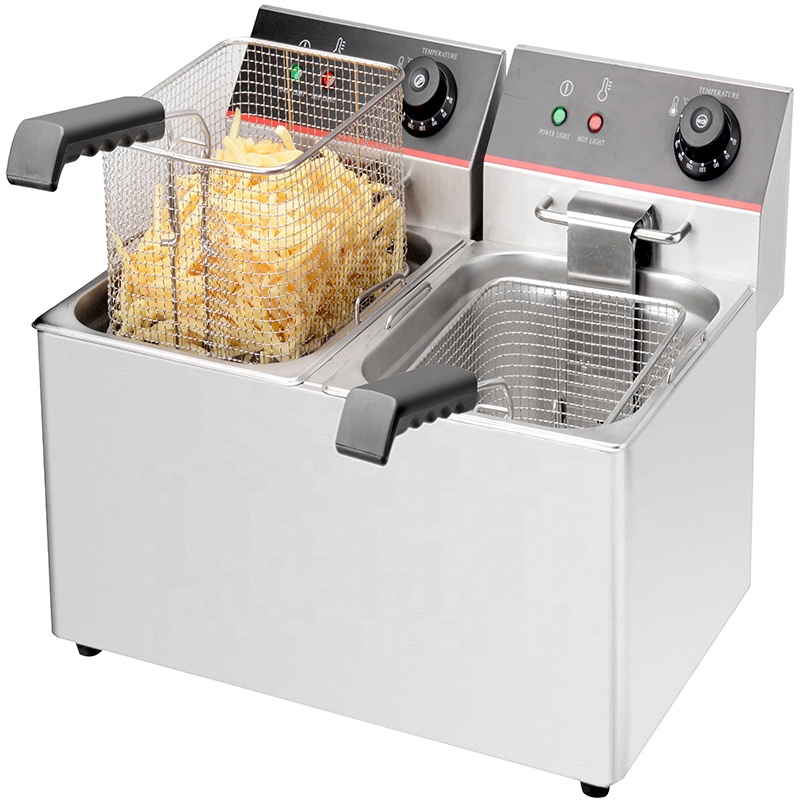 585x460x285mm Timer Control Electric Potato Chips Fryer Machine with 2 Baskets