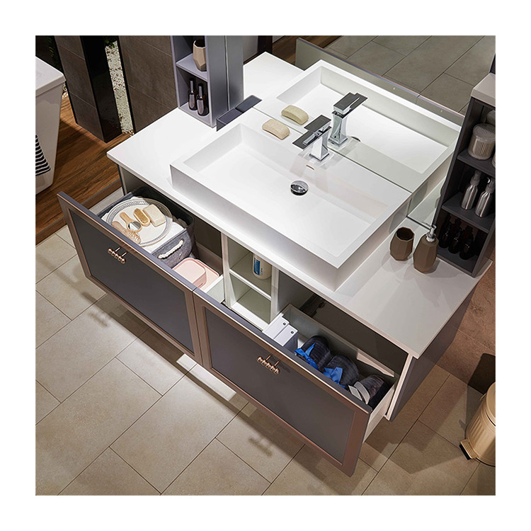 MDF 1800mm White Contemporary Bathroom Cabinets Vanity With Mirror