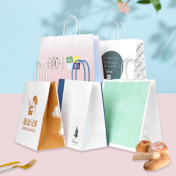 Custom Size Large Baking Bread Shopping Kraft Paper Bag with Customized Logo and