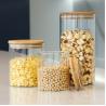 Buy cheap Clear Handmade high Borosilicate Glass Spice Jar With Bamboo Lid from wholesalers