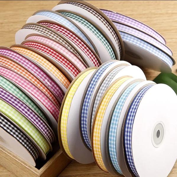 Buy cheap Custom Colorful Tartan Grid Gingham Polyester Woven Plaid Stain Ribbon For Gift Wrapping Decoration Wholesale from wholesalers