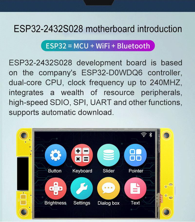 2.8 Inch ESP32 Touch Display 240x320 ESP32 LVGL Display With Resistive Touch