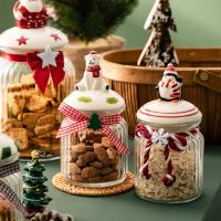 Buy cheap Christmas Round 300ml 1000ml Glass Jars With Lids For Food Nuts product