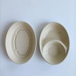 32oz 9 * 6 Biodegradable Bagasse Oval Bowl Burritos Bowls In Natural Color