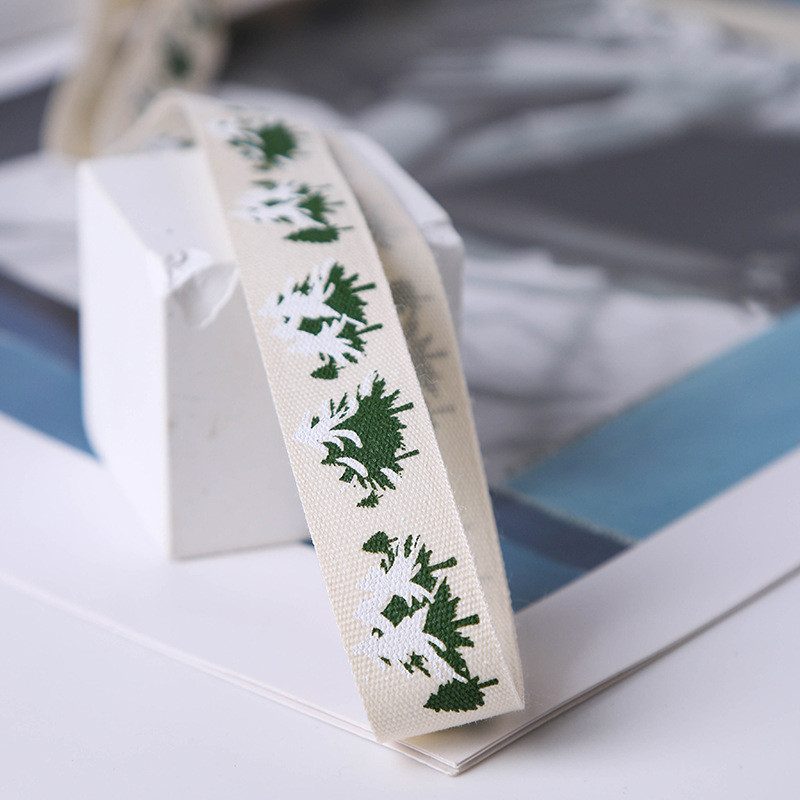 16mm*100y Merry Christmas Printed Cotton Ribbon Customized Cotton Ribbon