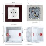Power Socket,16A EU Standard Electrical Outlet 86mm * 86mm white Crystal Glass