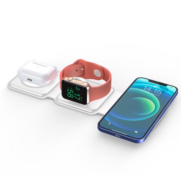 ABS Silicone 3In1 Wireless Magnetic Charger Foldable For Smart Watch 247*74.5*8