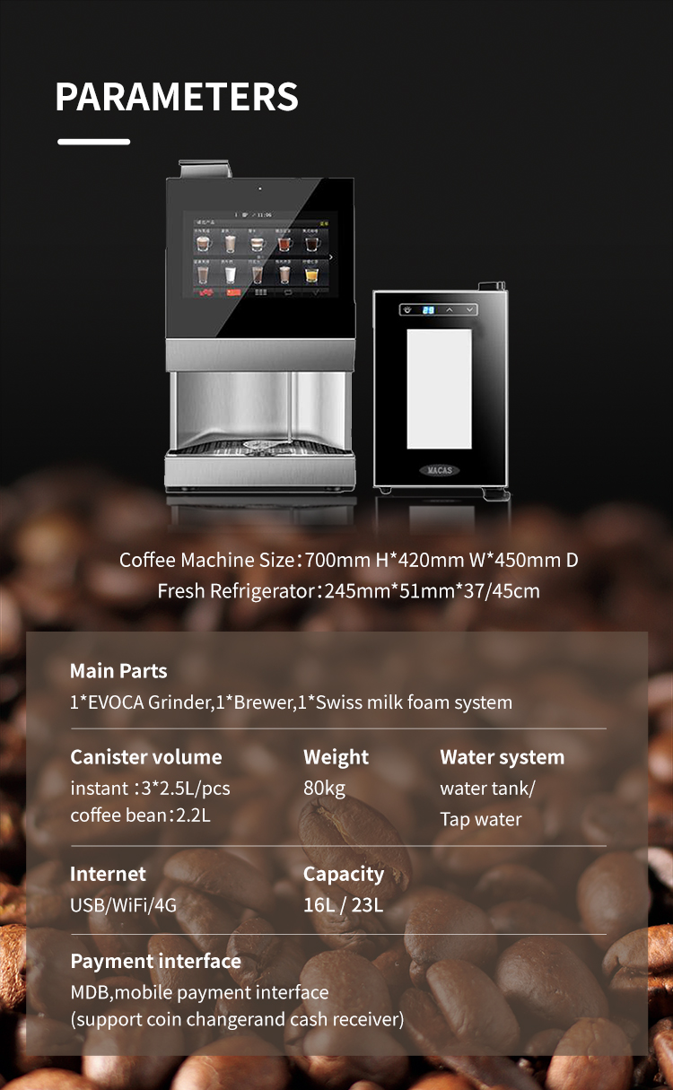 220VAC Iced Automatic Coffee Vending Machine Support IOT