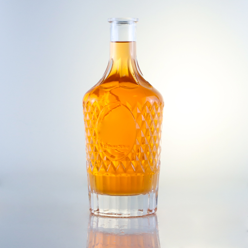 2023 Clear Bottle Glass Beverage Bottles with Frosted Base Material Customized Logo