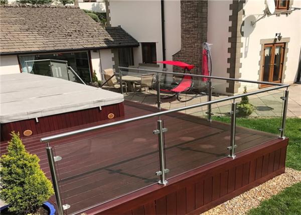 Exterior Stainless Steel And Glass Railing Systems , Steel Railing With Glass