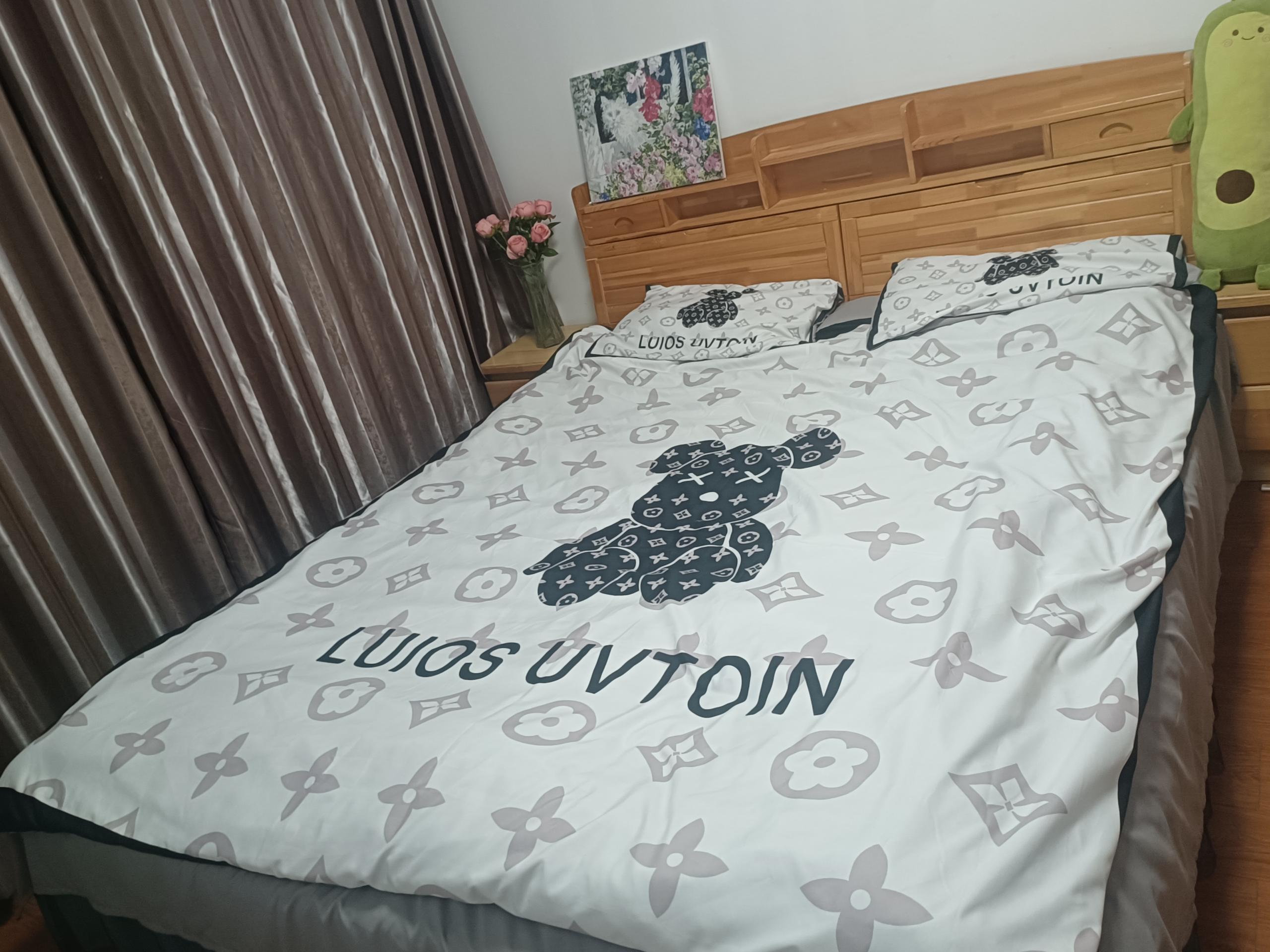 Customized Color 4Pcs 100% Polyester White Bear Bed Sheet Set For Hotel Baby Home
