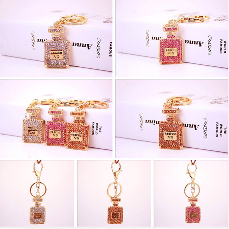 Perfume Bottle Key Chain Ornaments Diamond Studded Irregular Shape