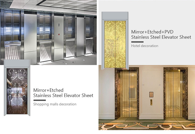 304 Etched Mirror Pattern Elevator Stainless Steel Sheet Wall Panels 1219x2438mm