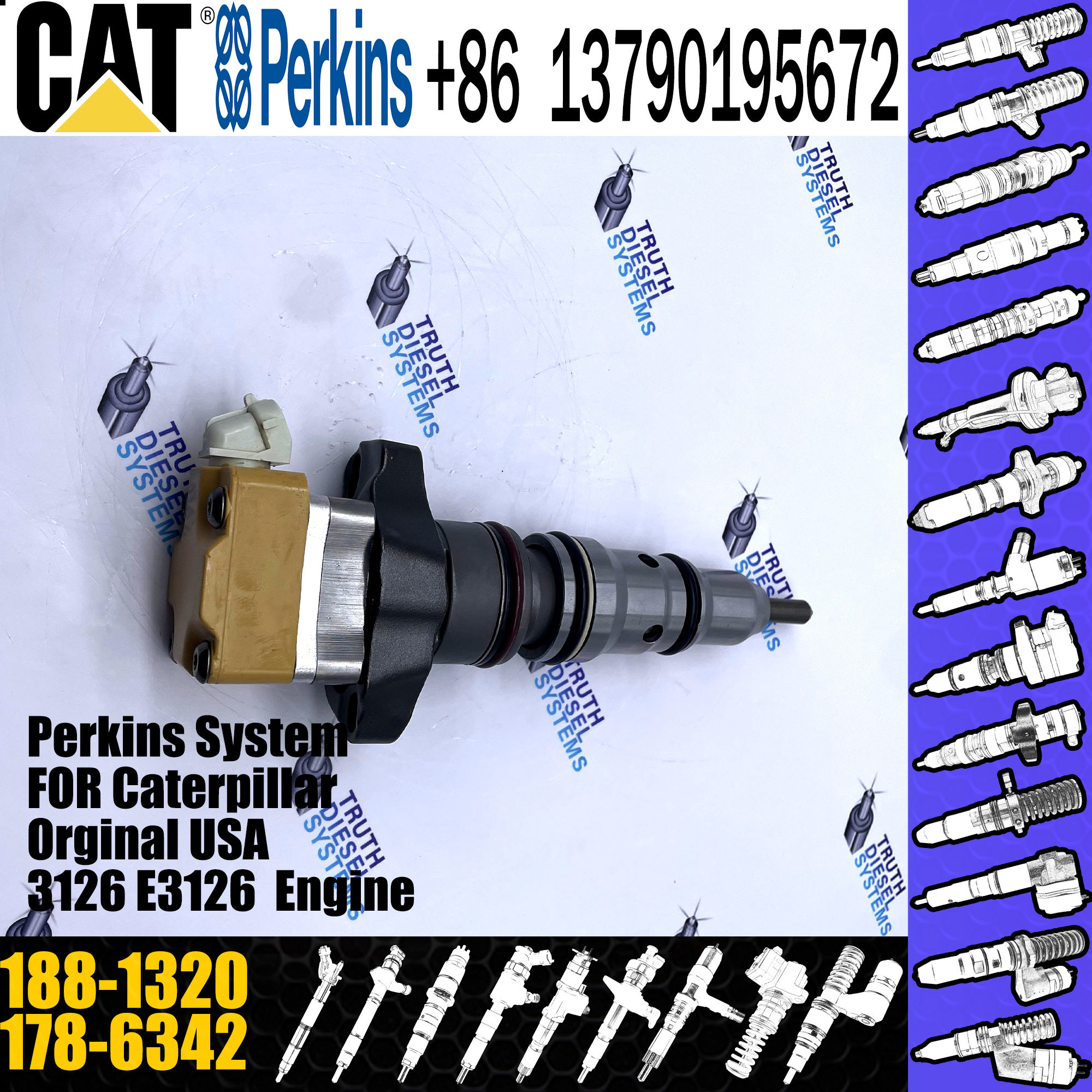 diesel fuel injector 178-6342, 177-4752,188-1320,196-4229 fuel injector for 3126 3126B
