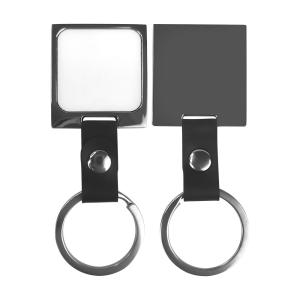 Zinc Alloy Metal Sublimation Keychain With Leather Buckle Picture Keychain
