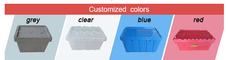 Customization 35kg Loading Plastic Tote Box Attached Lid Container Stacking Nesting