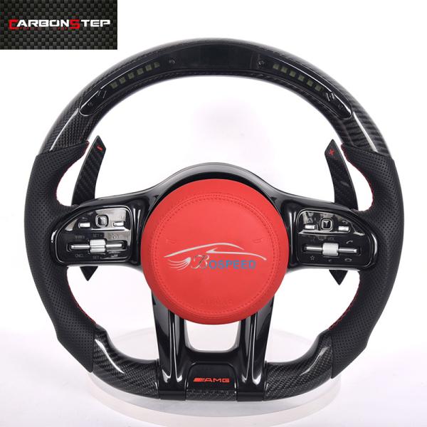 Buy cheap W213 Matte Carbon Fiber Mercedes Benz Steering Wheel 380mm Black Amg Leather Led from wholesalers