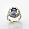 Buy cheap 925 Silver Oval Garnet Gemstone Ring with Cubic Zircon (S-RJ692) from wholesalers