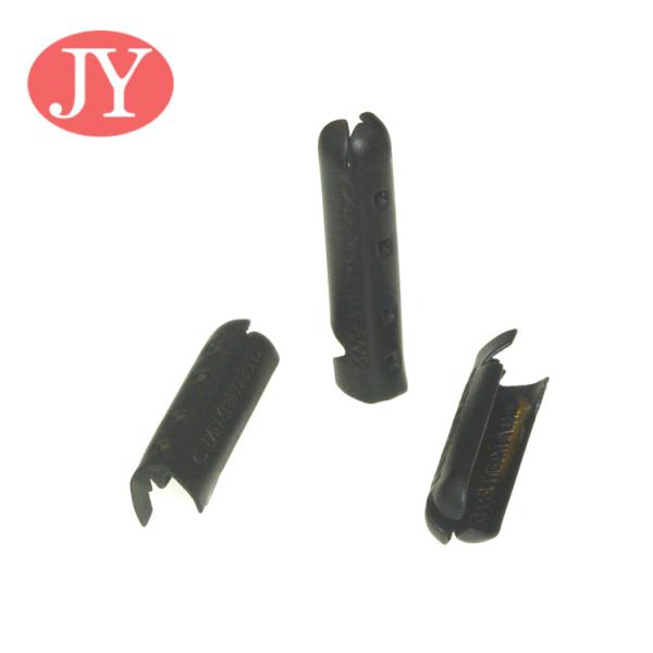 jiayang fashion customized logo black color matte black engraved metal aglet