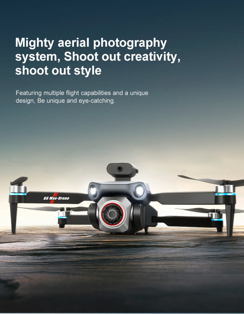 K6 Max Drone 4k Three Camera Aerial Photography Four Way Obstacle Avoidance Optical Flow Hovering Professional Quadcopter Toy
