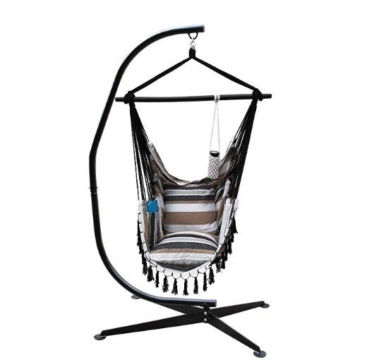 Mail Packing C- Stand Heavy Duty Swing Hanging Shape Hammock Stand for Outdoor