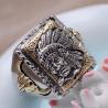 Buy cheap Men Antique Indian Chief 2 Tone Golden Sterling Silver Ring (058843) from wholesalers