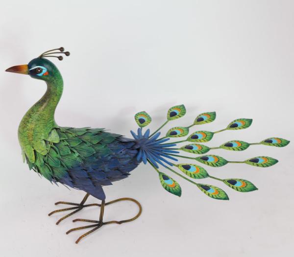 Iron Peacock Multicolor Weatherproof Animal Garden Figurines for Your Outdoor