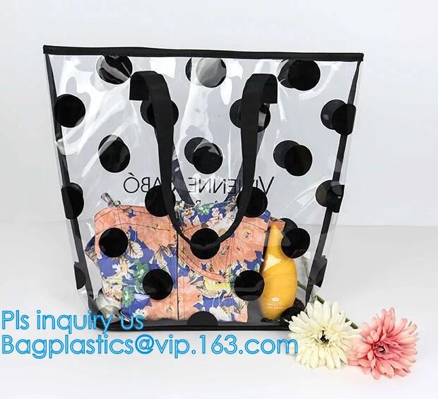 stationery packaging clear pvc handle bag, bag handle pvc beach bag for beach leisure, Handle PVC Bag With Button